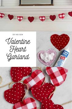 Valentine's Day Crafts with fabric: DIY No-Sew Valentine Heart Garland