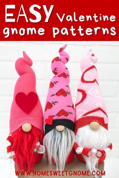 Valentine's Day Crafts with fabric: Easy Valentine Gnome Patterns